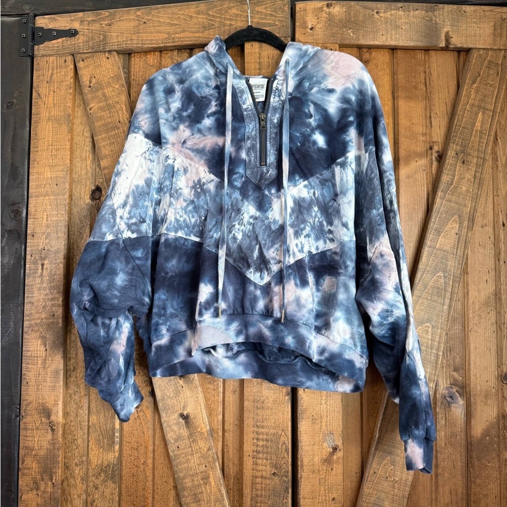 PINK Victoria's Secret Blue and White Hoodie
